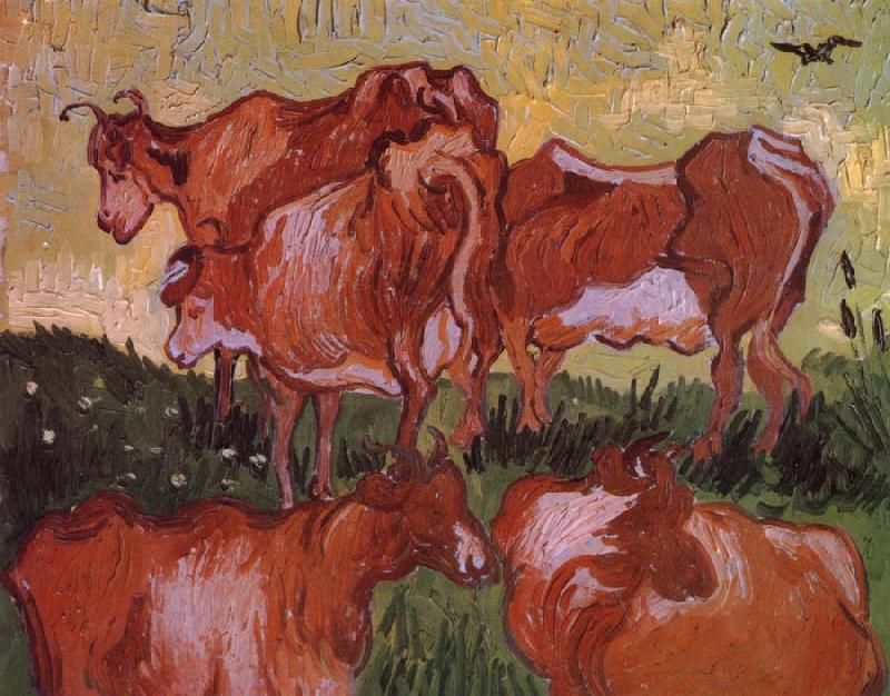 Vincent Van Gogh Cows (nn04) oil painting picture